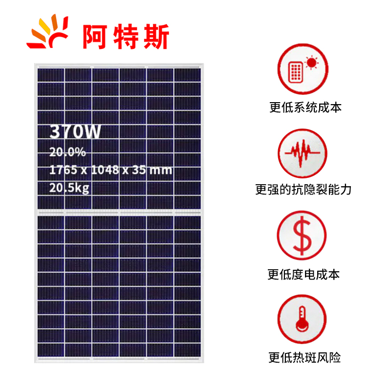 阿特斯370W多晶太陽能板